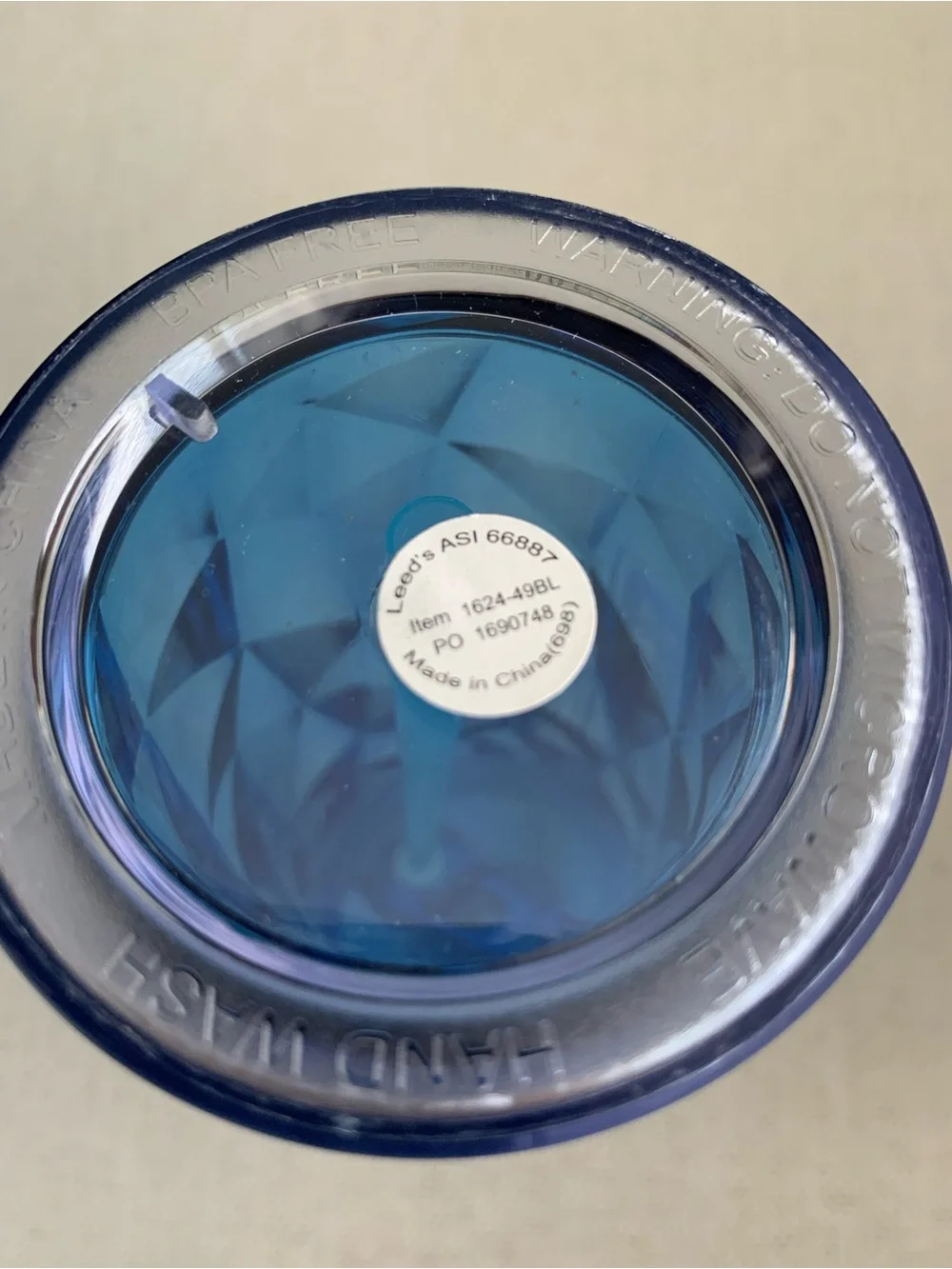 Blue Plastic Tumbler Cup 18 oz w Lid & Straw, BPA-Free, Geometric